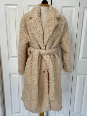 a new day Cream Teddy Wrap Belted Coat